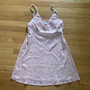 Peachy Pink Dress with pearl straps.